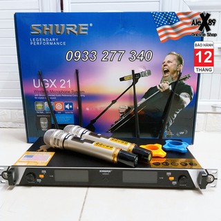 🔥10.10🔥micro shure-ugx21 2020 karaoke không dây gia đình main đỏ có ic- loại 1 - bh 12 tháng