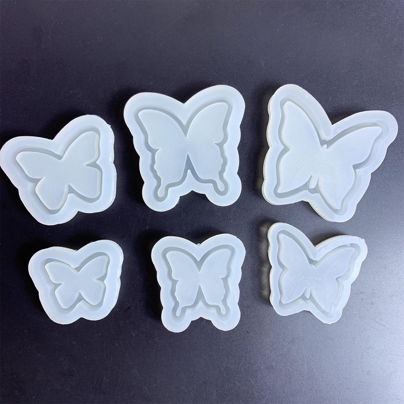 Khuôn Silicone Làm Móc Khóa Hình Bướm Phối Kim Tuyến Nước DIY