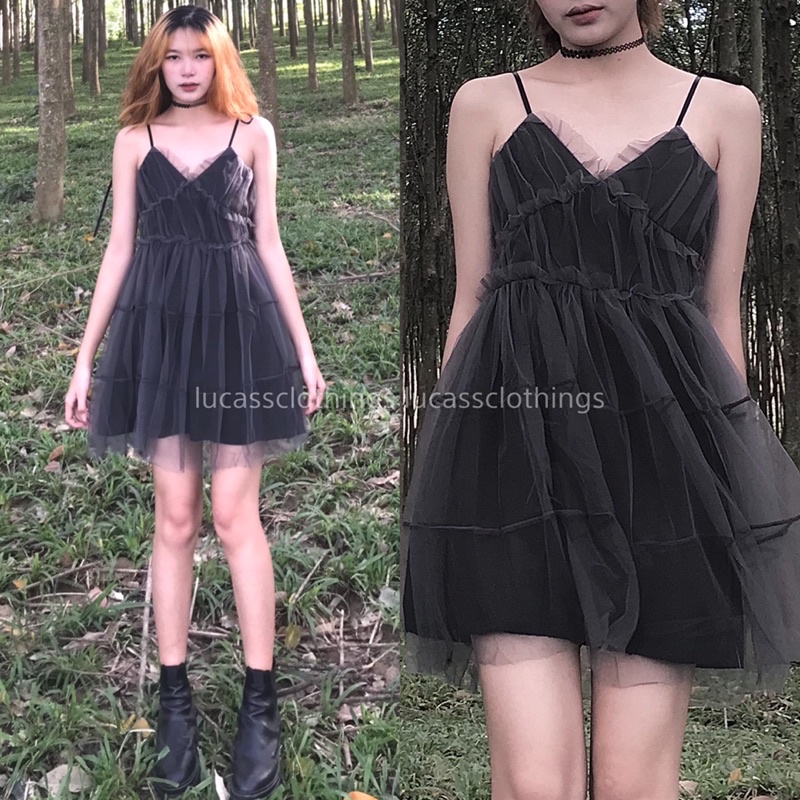 Đầm/Váy 2 dây đen phối ren phong cách hàn quốc (Váy về lại sau tết ÂL) | BigBuy360 - bigbuy360.vn