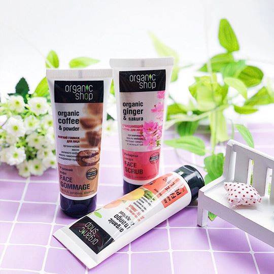 Tẩy da chết vùng mặt Organic Shop chiết xuất hạt cà phê trắng da se khít lỗ chân lông ngăn ngừa mụn