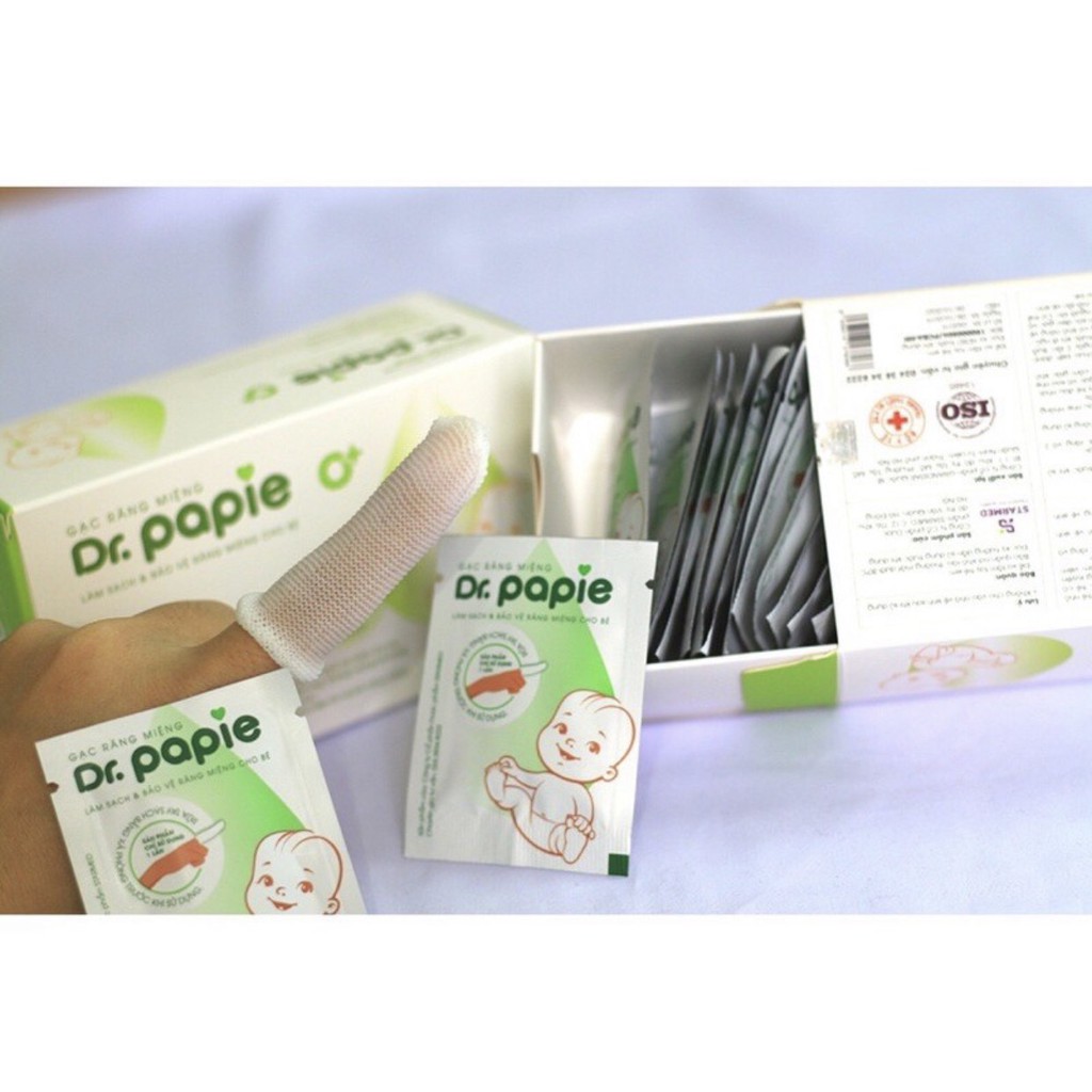 Gạc rơ lưỡi Dr Papie làm sạch, bảo vệ răng miệng cho bé (30 gói)