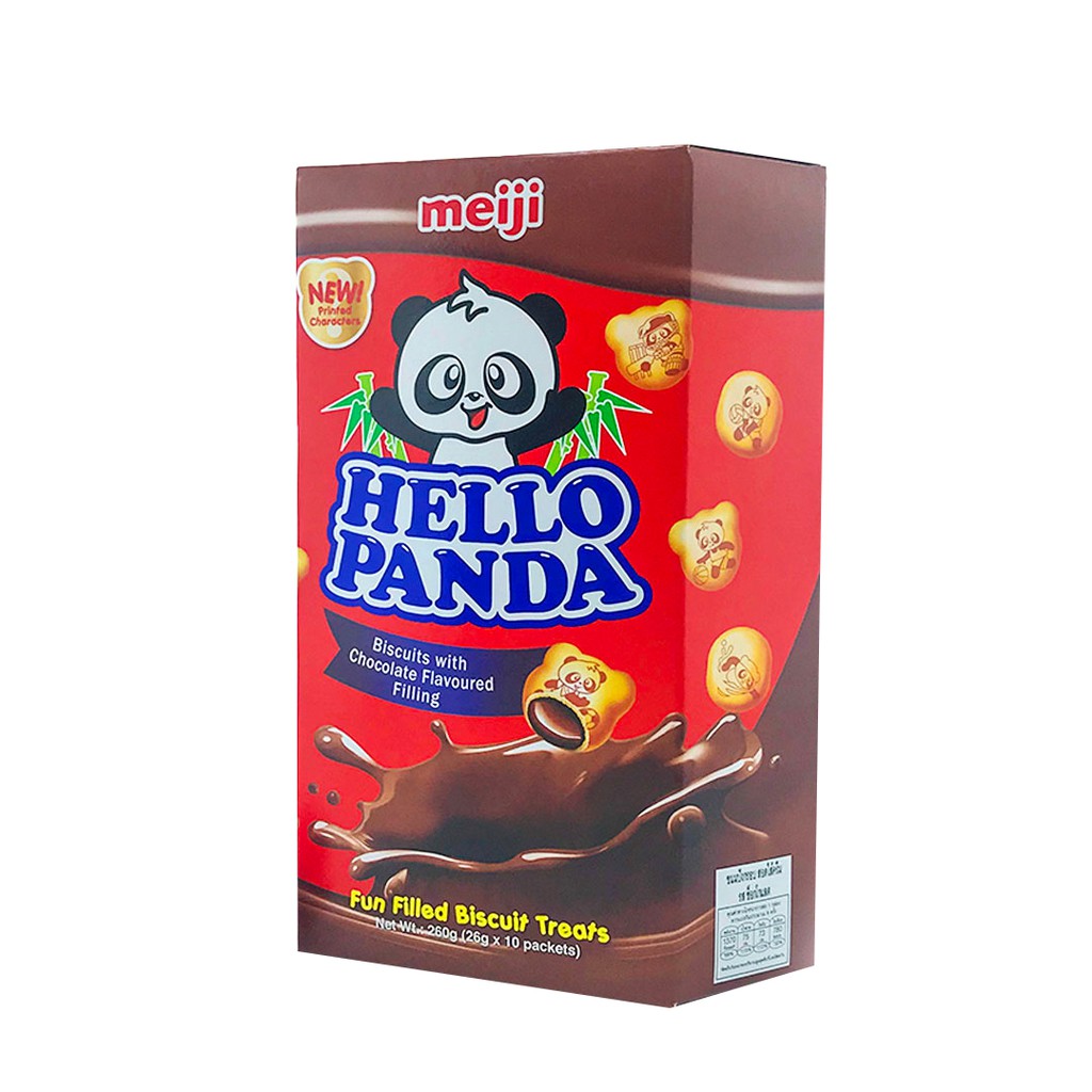 Combo 10 Hộp Bánh Gấu Nhân Kem Socola Meiji Hello Panda (hộp 50g)