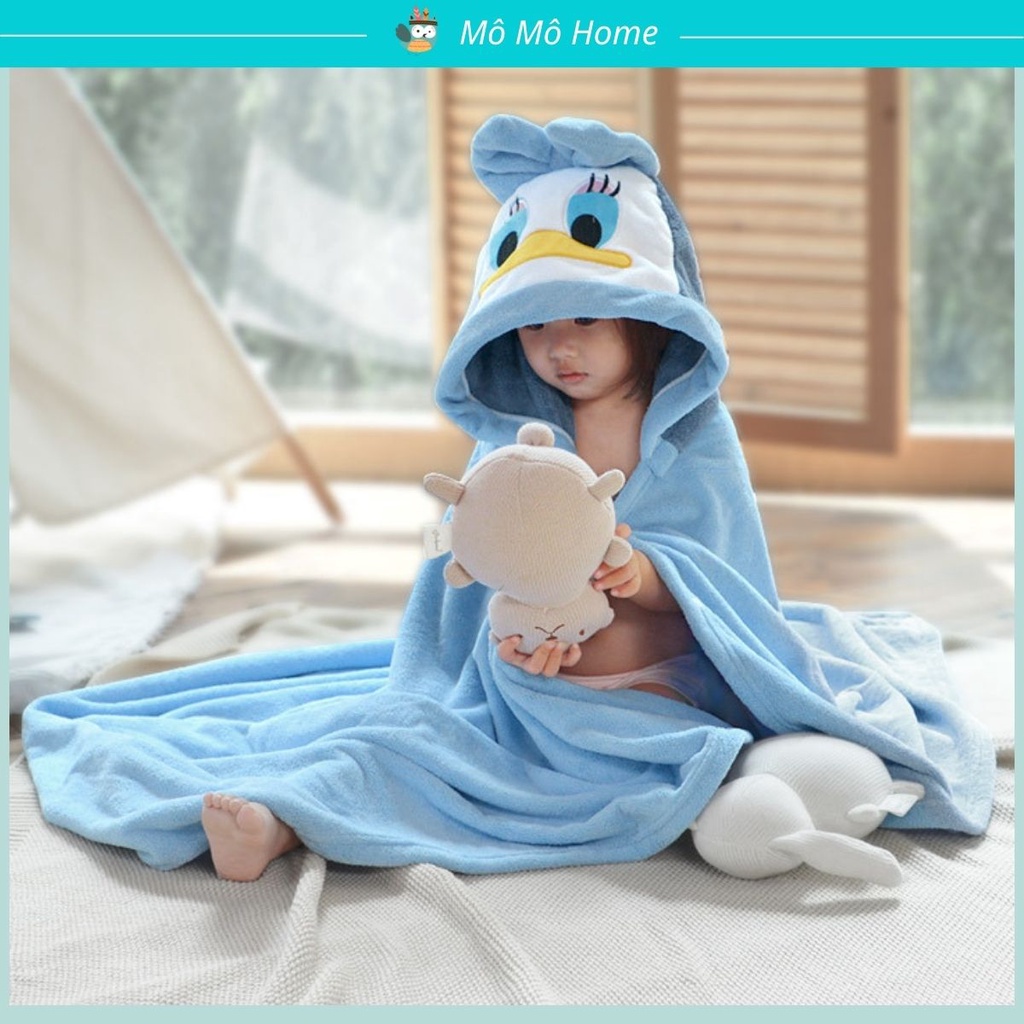 Áo choàng tắm cho bé có mũ khăn tắm, khăn choàng nhiều mẫu kích thước 140x70cm