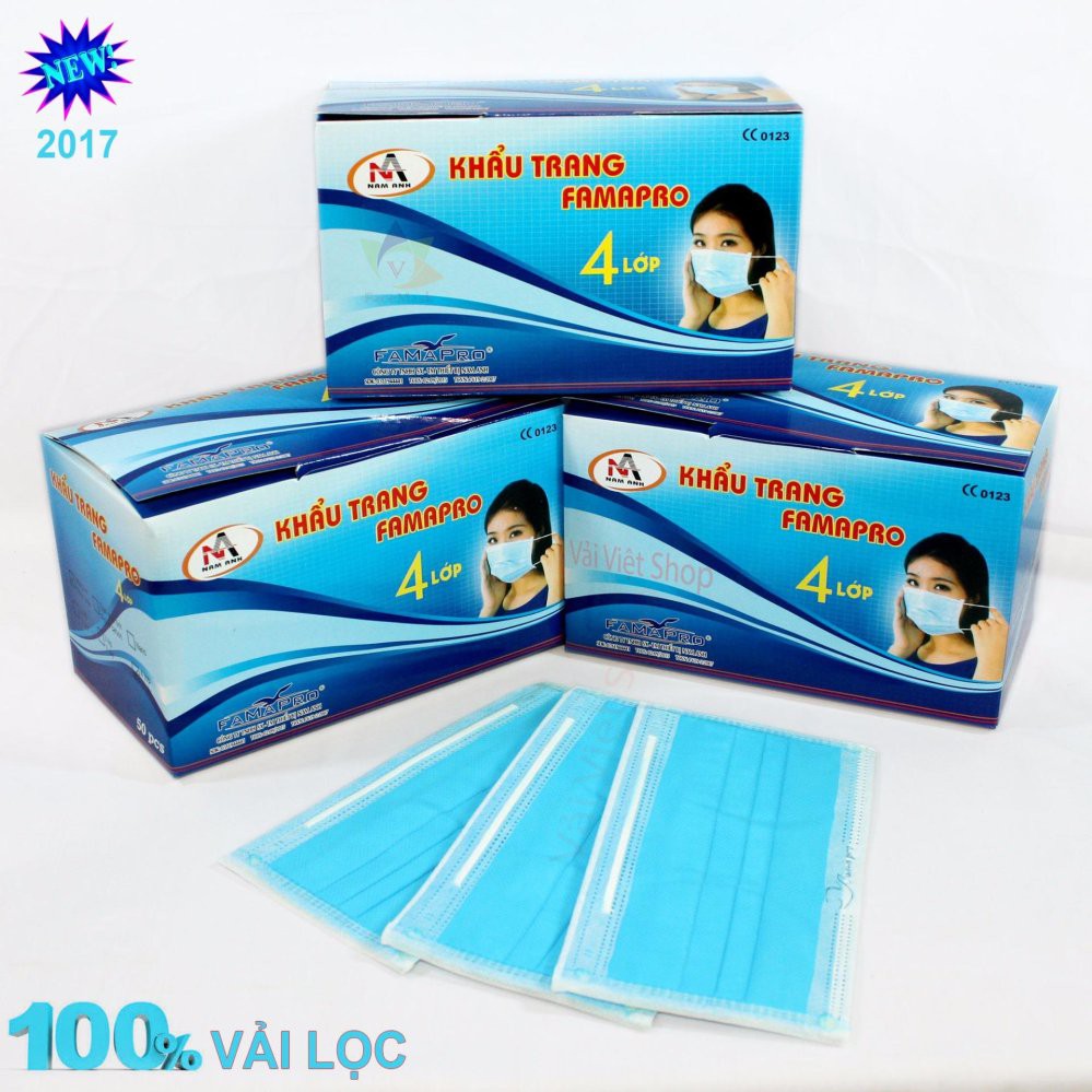 [Mã COSHOT28 hoàn 8% xu đơn 250K] Hộp 50 cái khẩu trang y tế 4 lớp lọc Xanh