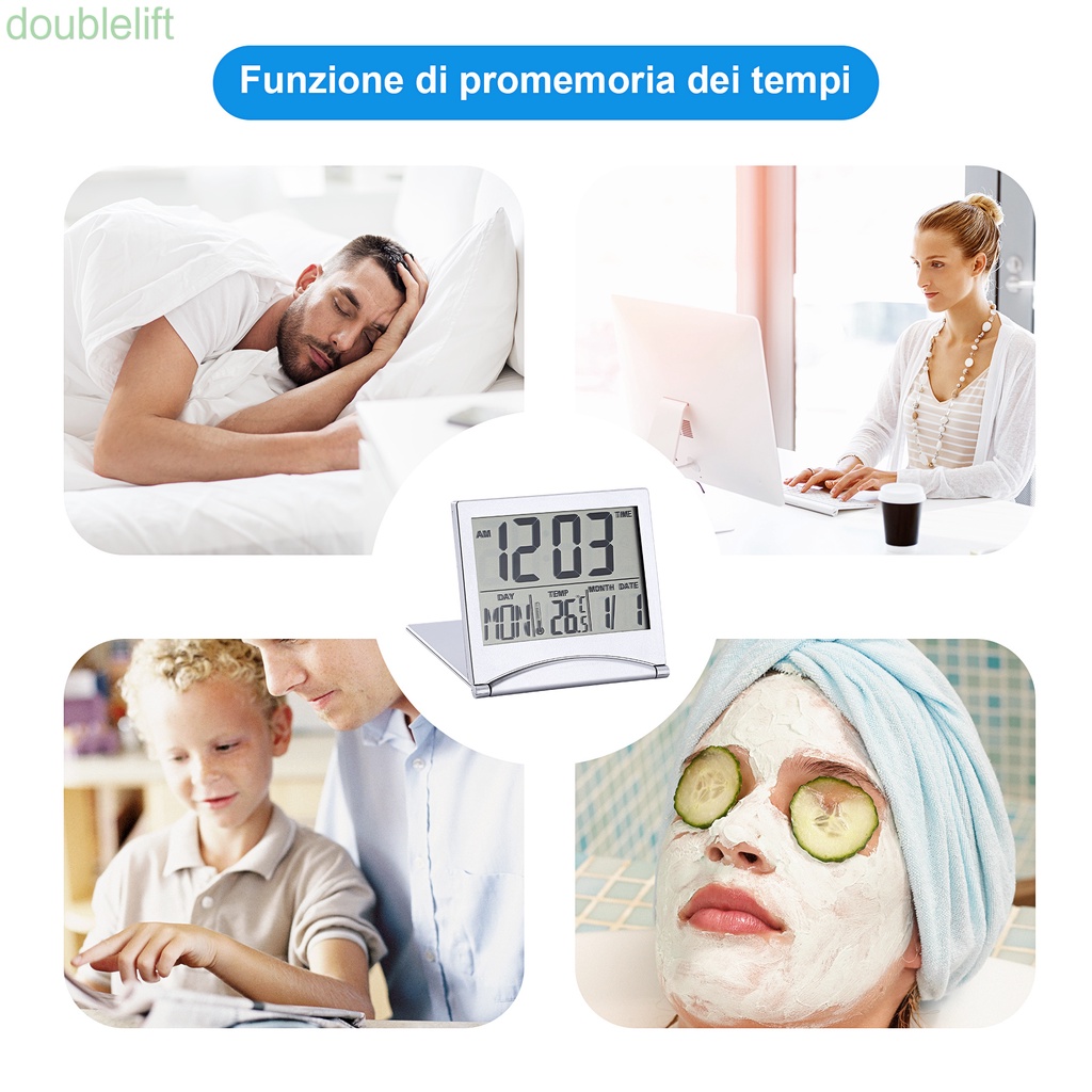 Đồng hồ báo thức điện tử màn hình LCD để bàn linh hoạt kèm vỏ bọc