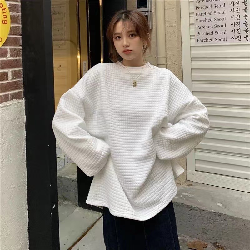 Áo sweater tay dài màu sắc đơn giản 0314