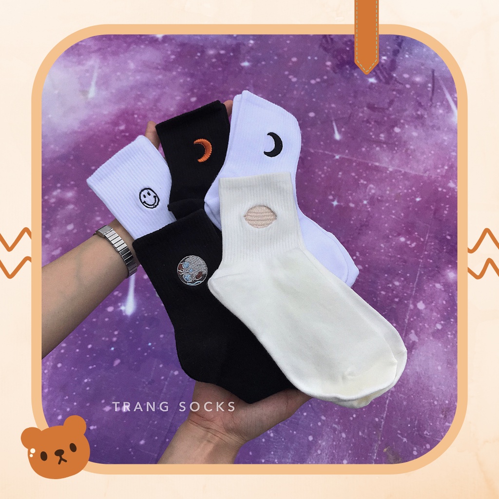 Tất Universe cao cổ họa tiết thêu