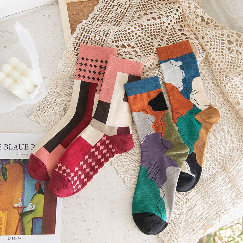 1 Đôi Tất Chân Kẻ Sọc Thời Trang Cho Nữ