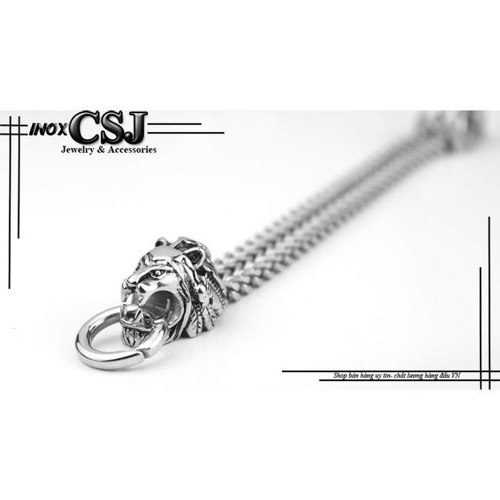 lắc tay inox cao cấp 2 đầu sư tử siêu ngầu, đẹp , không đen - tặng hộp đựn xinh xắn