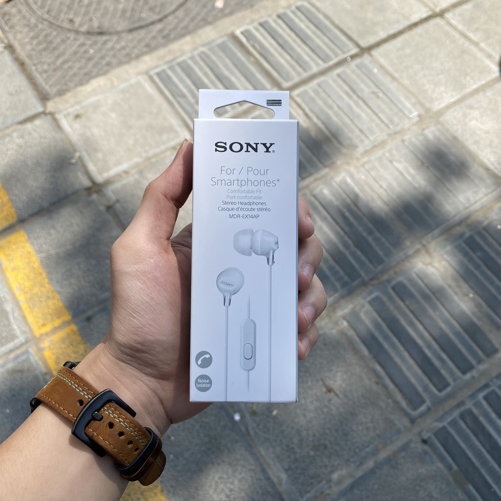 Tai nghe dây jack 3.5mm có mic Sony MDR-EX14AP chính hãng chống ồn cực tốt - Hàng Fullbox mới 100% bảo hành 12 tháng