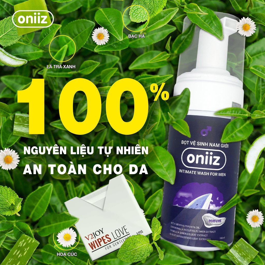 Combo Bọt vệ sinh nam giới Oniiz, Khăn lau nam giới V2joy