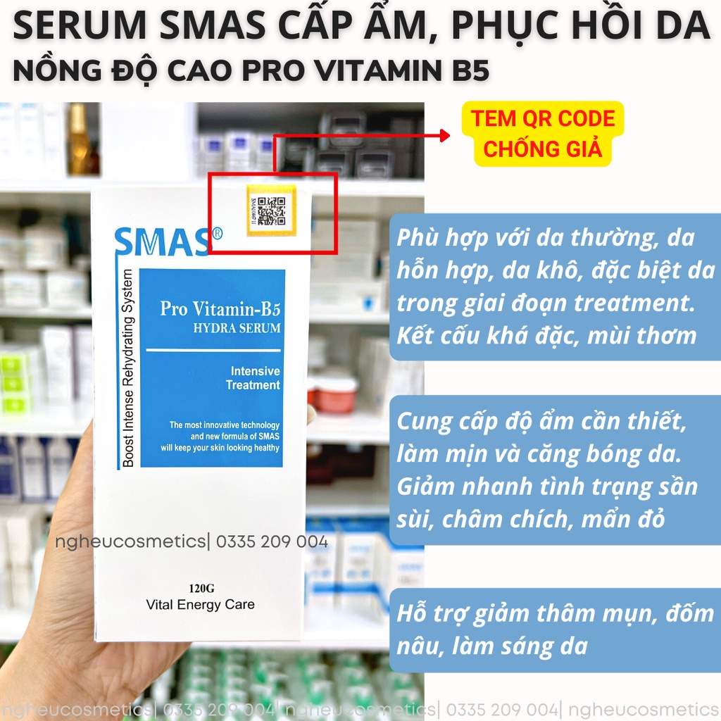 Serum Cấp Ẩm Phục Hồi Giảm Mụn Trắng Da SMAS Pro Vitamin B5 Hydra 120ML Hàng Nhập Khẩu Chính Hãng