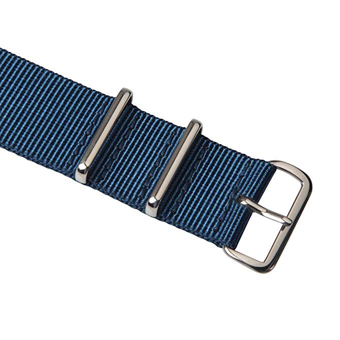 Dây Đeo Đồng Hồ Bằng Nylon Màu Xanh Navy Nato 18mm Dài 20mm 22mm
