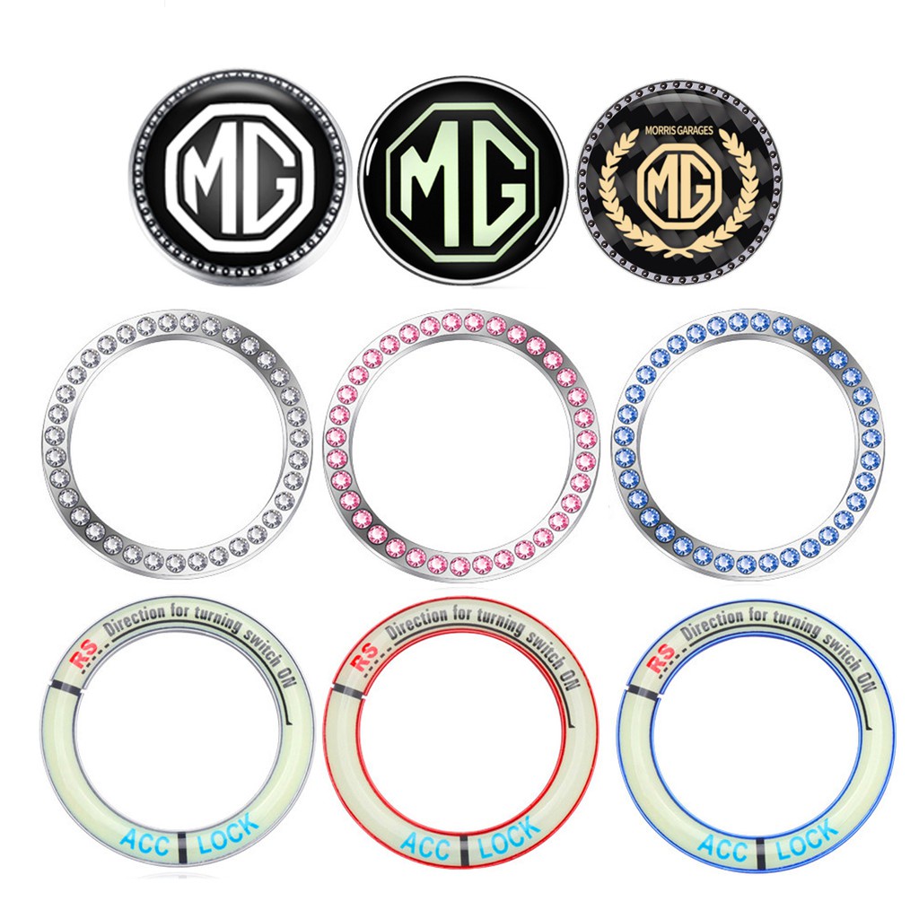 Miếng dán trang trí nút khởi động xe hơi một nút bấm đính đá 3D bằng hợp kim thích hợp cho Mg Zs Hs Mg3 Mg5 Mg6