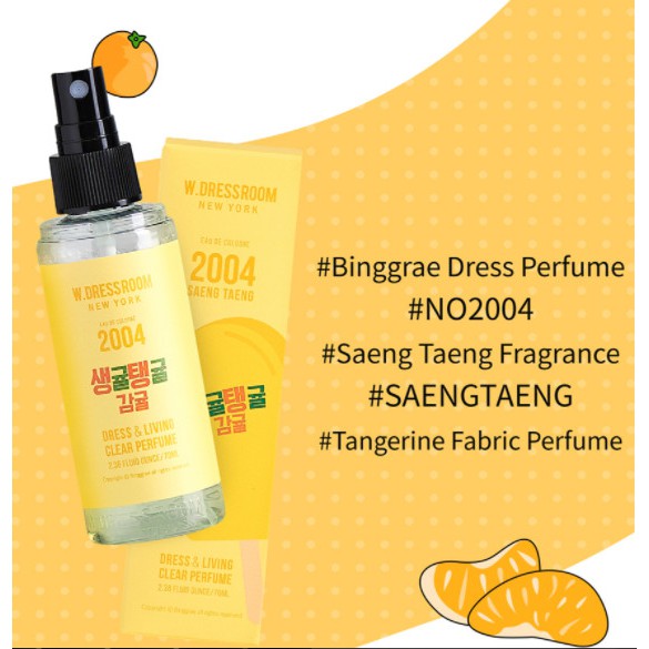 Nước hoa xịt vải Wdressroom No 2004 SAENG TAENG 70ml hương cam quýt (Shop Bunny Beans) | Thế Giới Skin Care