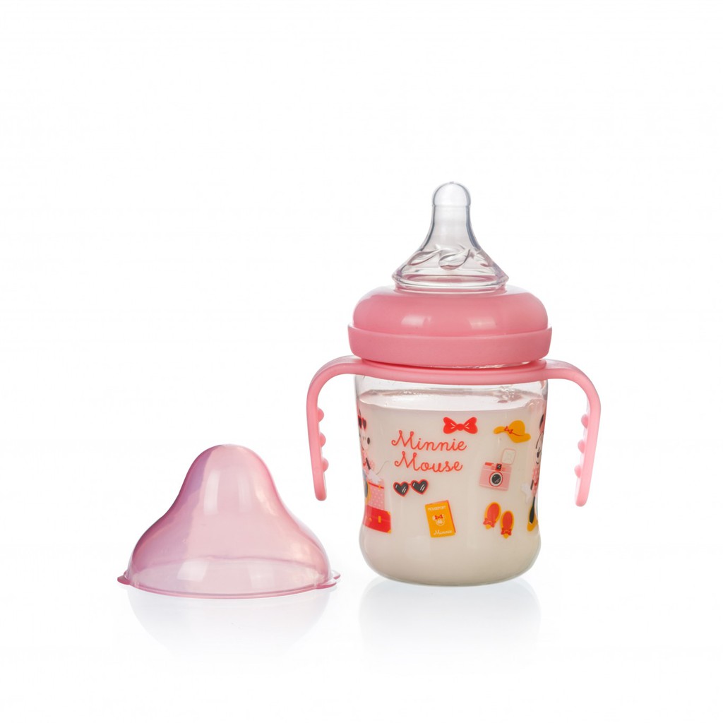 Bình Sữa Cổ Rộng Có Tay Cầm 125ml / 250ml Disney Baby ( 4OZ DN80133 / 8OZ DN80132 )