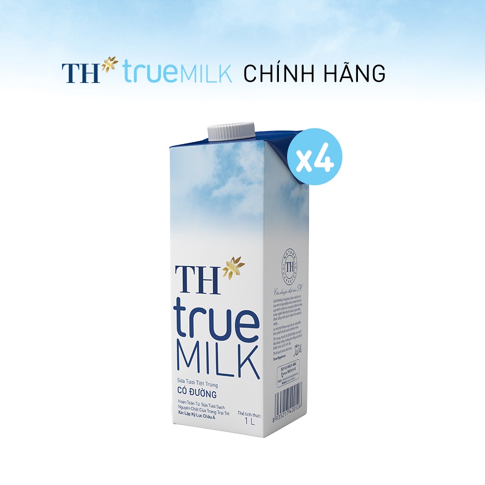 Combo 4 Hộp sữa tươi tiệt trùng có đường TH True Milk 1L (1L x 4)
