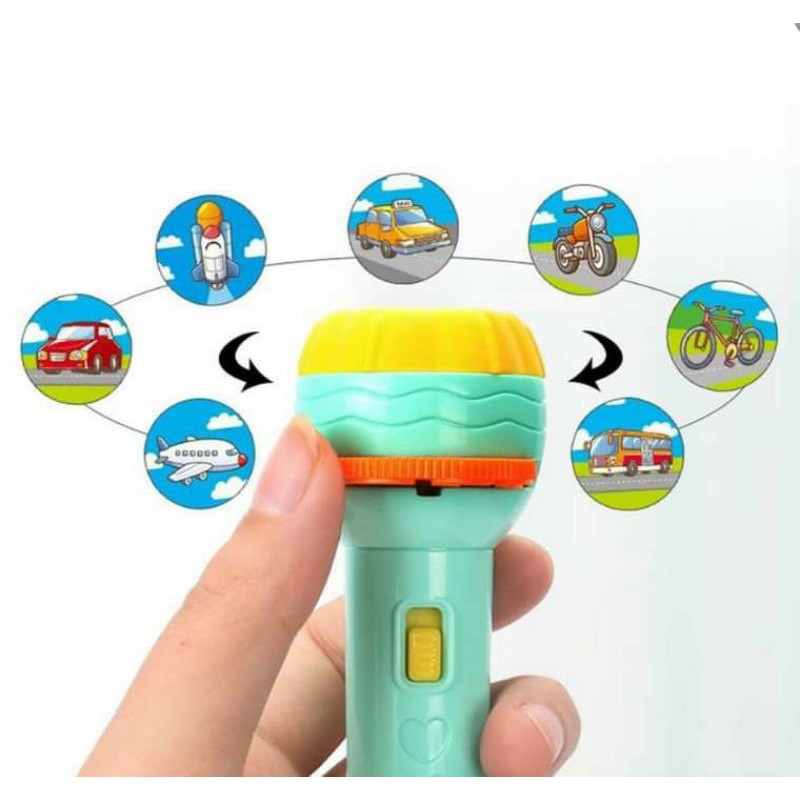 Đèn pin chiếu hình động vật ngộ nghĩnh, đồ chơi cho bé phát triển trí tuệ bé vui chơi khám phá