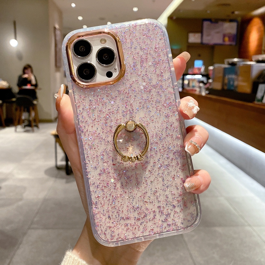 Ốp Điện Thoại Kim Tuyến Có Vòng Đỡ Cho iPhone 13 Pro Max 12 Pro Max 12 11Pro XS Max 13 11 XR X Đứng