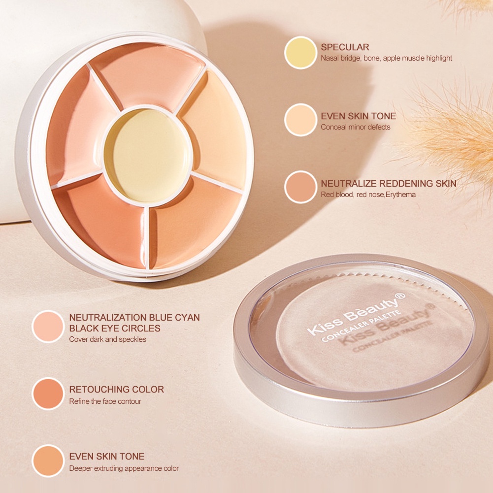Còn Hàng Kiss Beauty 6 Màu Che Khuyết Điểm Bảng Che Khuyết Điểm Các Đốm Mụn Thâm Rách Máng Bền Chống Nước Trang Điểm kem Che Khuyết Điểm Cá Tuyết