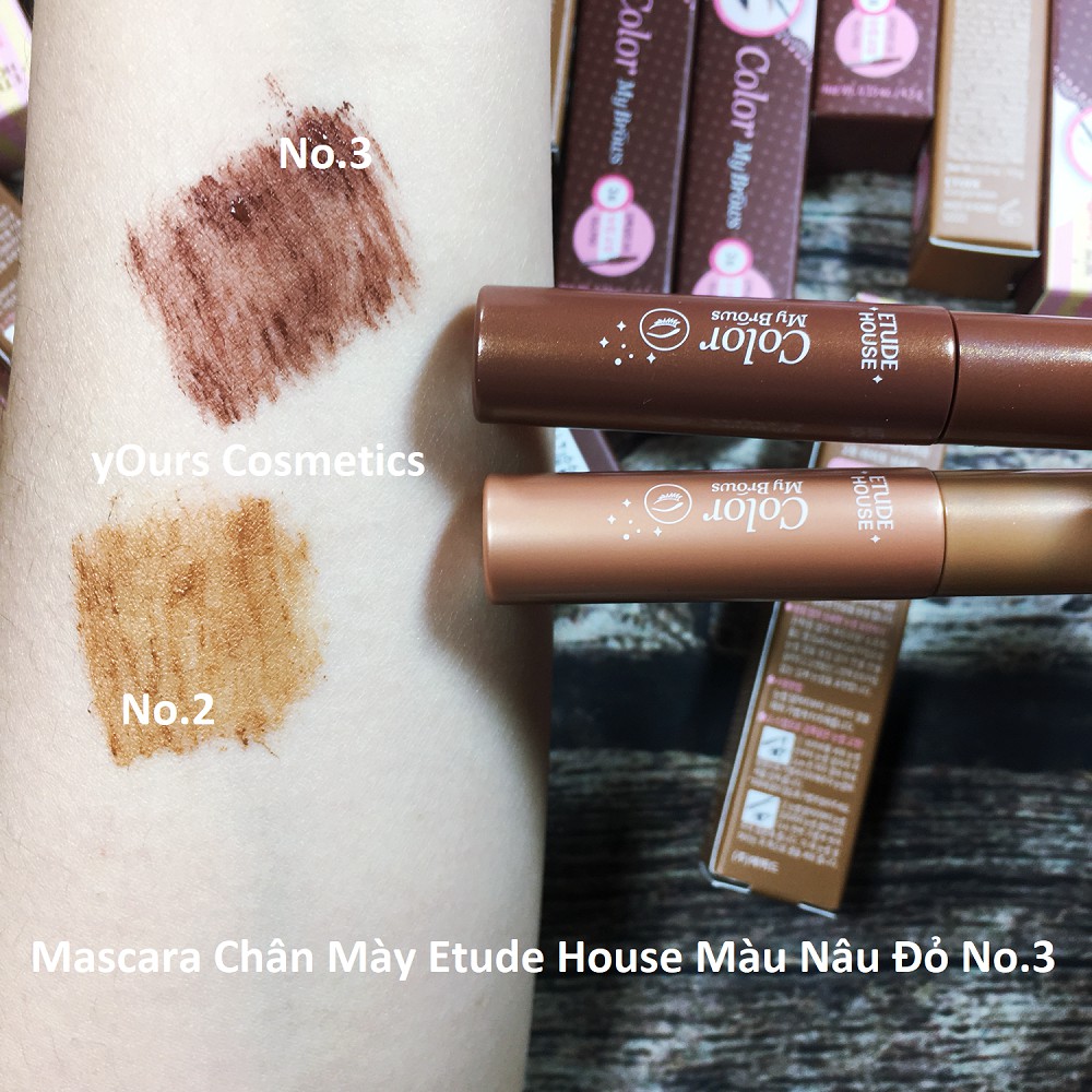 [Auth Hàn] Mascara Chân Mày Etude House Color My Brow Màu Nâu Đỏ 03 Red Brown - Mascara Chân Mày Etude House Màu Nâu Đỏ