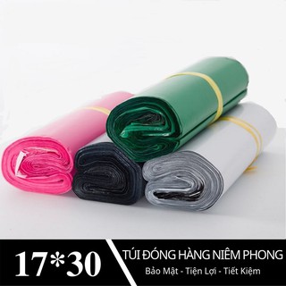 Bịch 100 Túi niêm phong đóng gói hàng nhiều màu kích thước 17*30