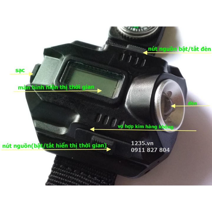 Đồng hồ đeo tay đa năng tích hợp đèn pin và la bàn HT-1188