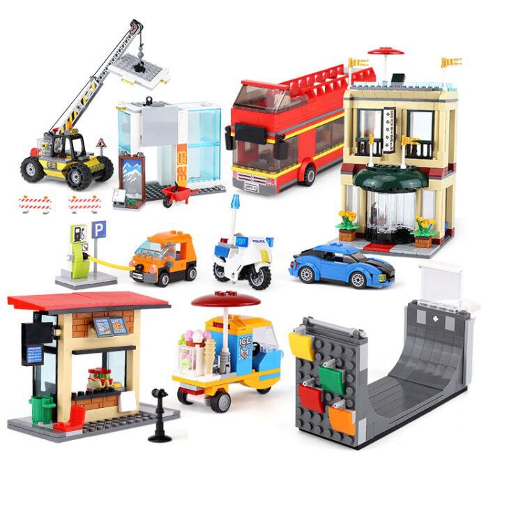 (có sẵn) bộ đồ chơi Lắp ghép Mô hình city Quảng Trường Thành Phố Xe Quà Cho Các Bé Trai 02114