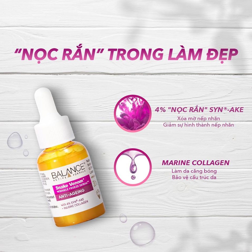 Serum Dưỡn Da Chống Lão Hóa Từ Nọc Rắn Balance Active Skincare Snake Venom Wrinkle Freeze 30ml