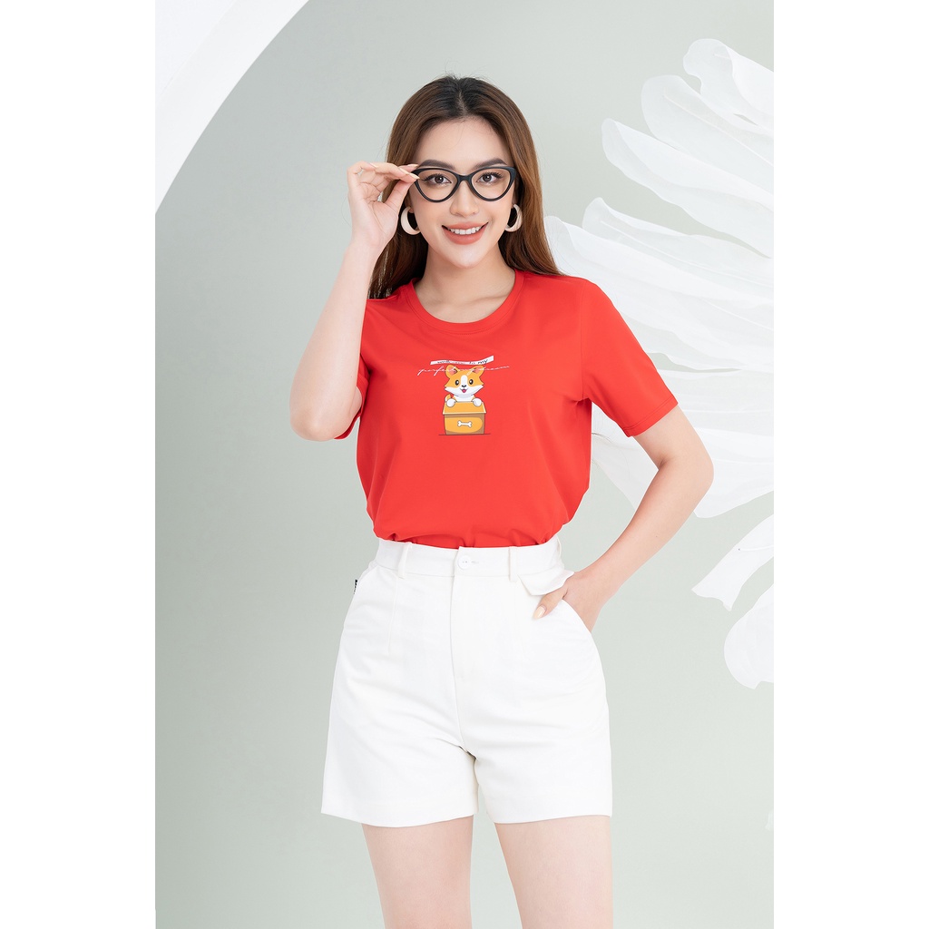 Áo phông nữ in hình chất liệu Cotton Compact form vừa LOZA - PT502061