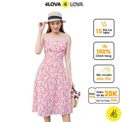 Váy đầm hai dây nữ hoa nhí 4LOVA phong cách hàn quốc