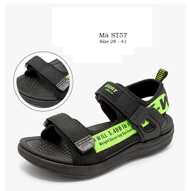 Sandal bé trai SPORT MEDIGEN ST57 quai dán linh hoạt đế matxa êm chống bẹt quai hậu đi học đi biển cho bé 4 - 12tuổi