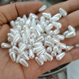 10gram hạt bẹt, cườm, hạt châu nhựa giọt nước 6x10mm & 8x12mm