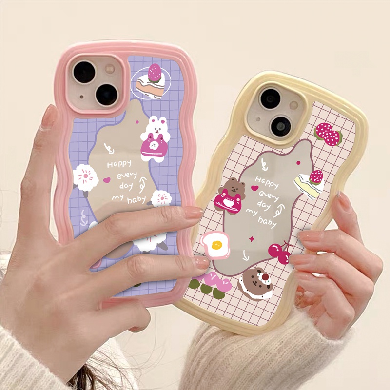 Suntaiho Ốp lưng iphone Thoại in gấu thỏ bánh kem trong suốt thích hợp cho iPhone 11 Pro 13 12 Pro Max X XS Max XR 7 8 Plus