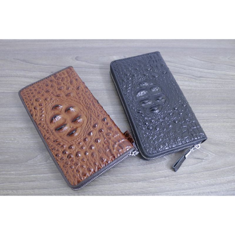 Ví nam cầm tay da dập vân cá sấu