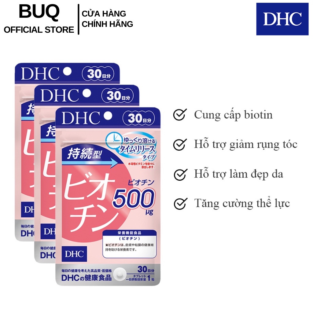 Combo 3 Gói Viên Uống DHC Biotin Ngăn Rụng Tóc Sustained Release Biotin 30 Ngày (Gói 30 Viên x3)