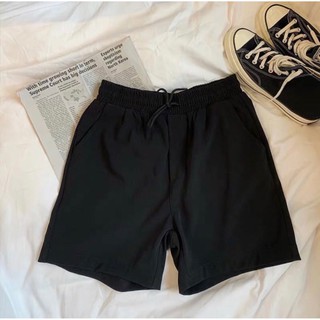Quần SHORT BASIC THUN ĐEN Unisex (Dây Trắng)