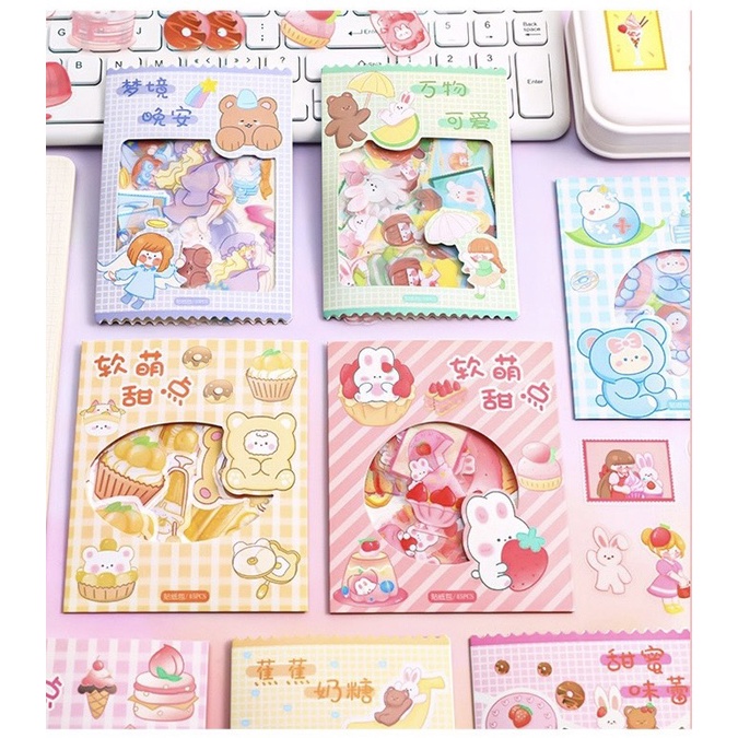 Set 45 Sticker Hình Dán trong suốt Bi store