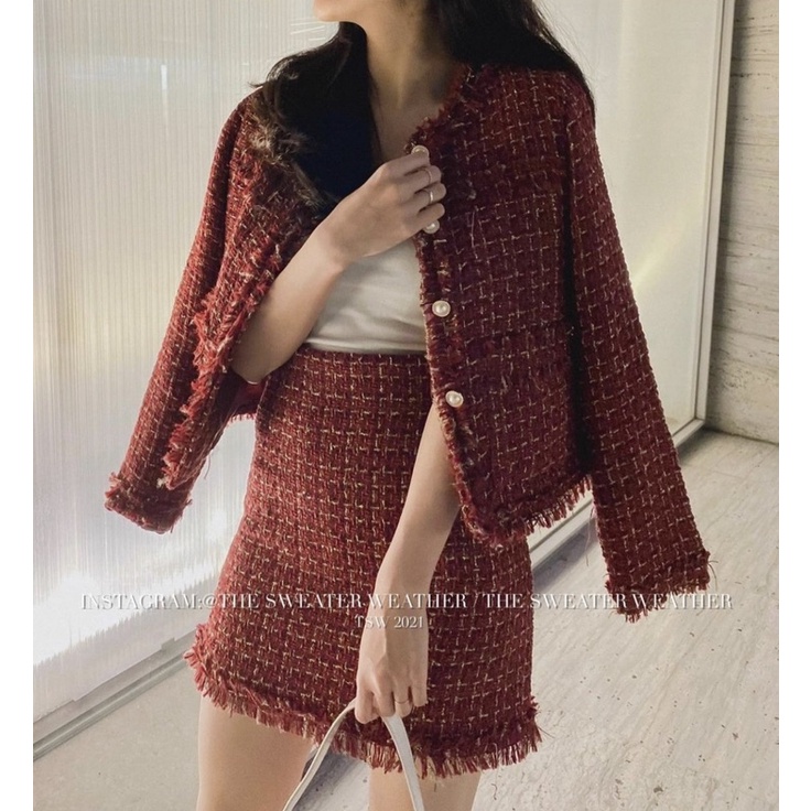 SET DẠ TWEED TIỂU THƯ 2 MÀU ĐỎ TRẮNG Day Dream | BigBuy360 - bigbuy360.vn