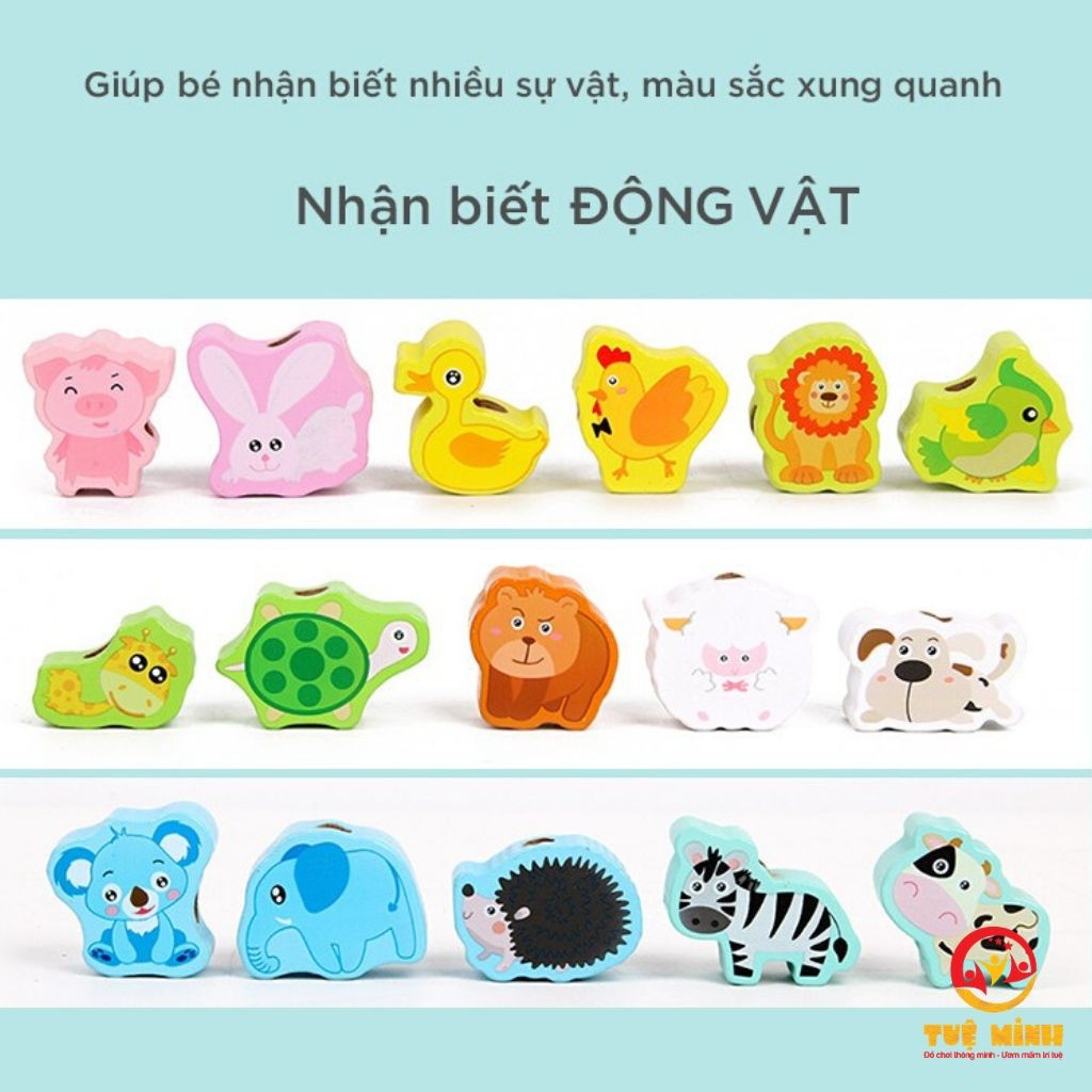 Xâu Hạt Gỗ 106 Chi Tiết💥HOT HOT💥Đồ Chơi Xâu Hạt Cho Bé Phát Triển Trí Thông Minh- Duy Nhất Có Tại Tuệ Minh Shop