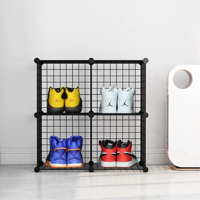 GIÁ KỆ LƯỚI GHÉP SẮT ĐA NĂNG 4 Ô SIZE 37x37cm/1 Ô.