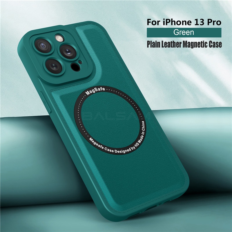 Ốp Điện Thoại Da Silicon Mềm Màu Trơn Hít Nam Châm Để Sạc Không Dây Magsafe Cho iPhone 14 13 12 11 Pro Max
