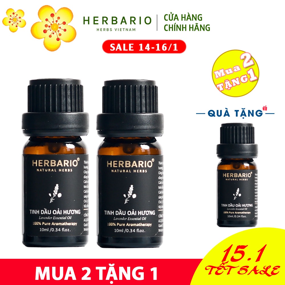 Combo 2 chai Tinh dầu oải hương nguyên chất Herbario 10ml