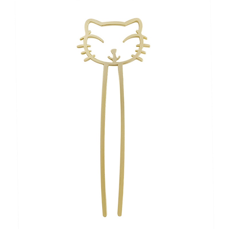 Kẹp Tóc Hình Mèo Bằng Kim Loại Nhám 2 Góc Tối Giản Hiện Đại Cho Nữ