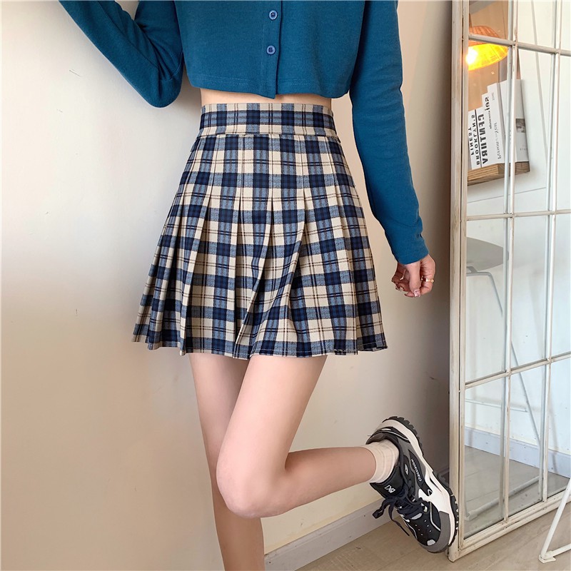 Chân Váy Ngắn Xiaozhainv Lưng Cao Kiểu Xếp Ly Họa Tiết Sọc Ca Rô Xinh Xắn Thời Trang Hàn Quốc Cho Sinh Viên | BigBuy360 - bigbuy360.vn