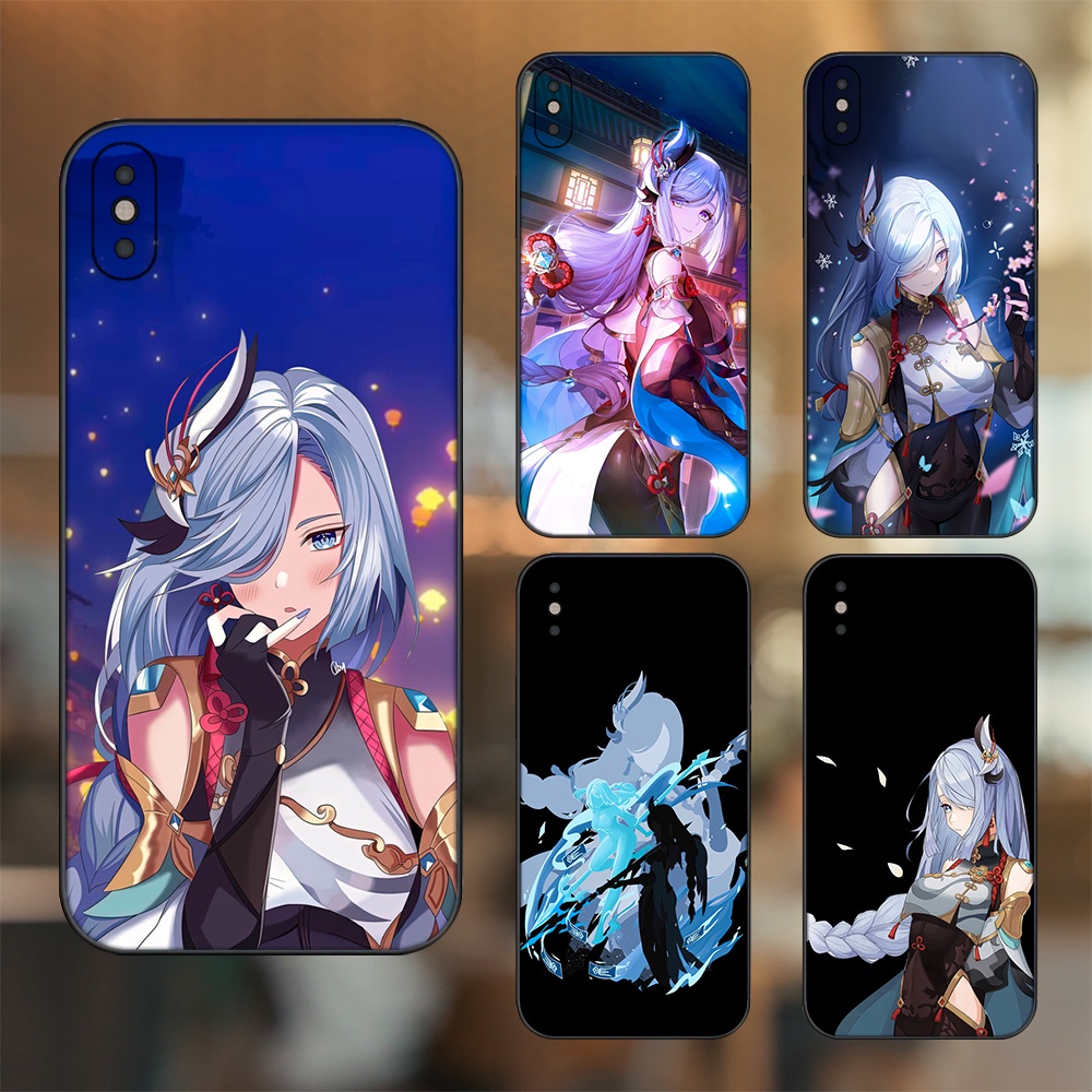 Ốp lưng iPhone Xs Max dẻo đen cạnh vuông in hình Shenhe Genshin Impact