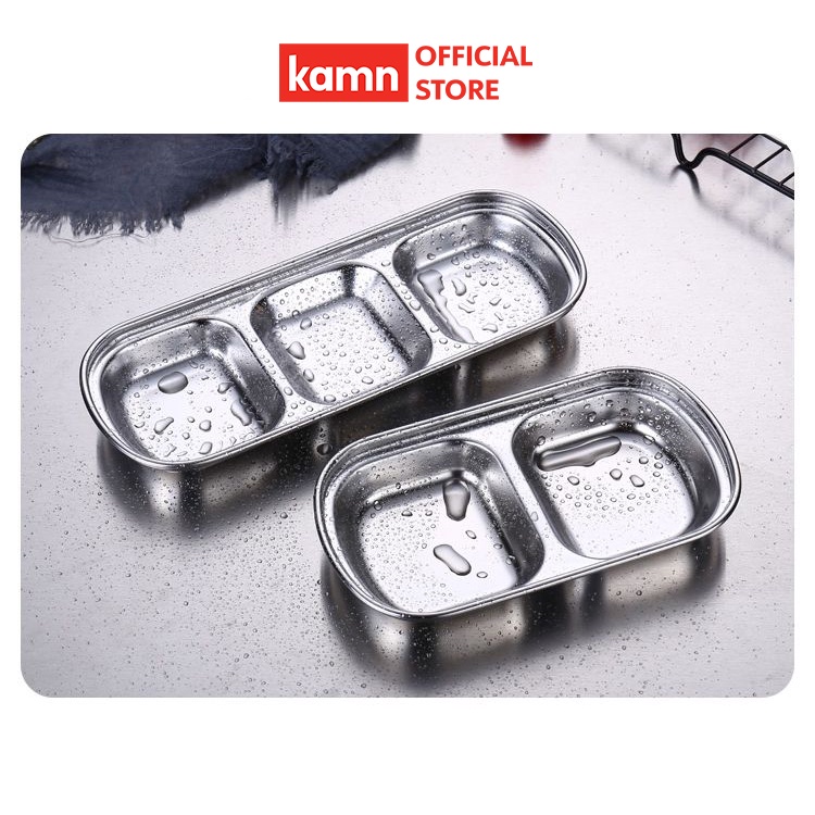 Chén nước chấm kiểu Nhật Kamn inox 304 cao cấp, 2 ngăn, 3 ngăn