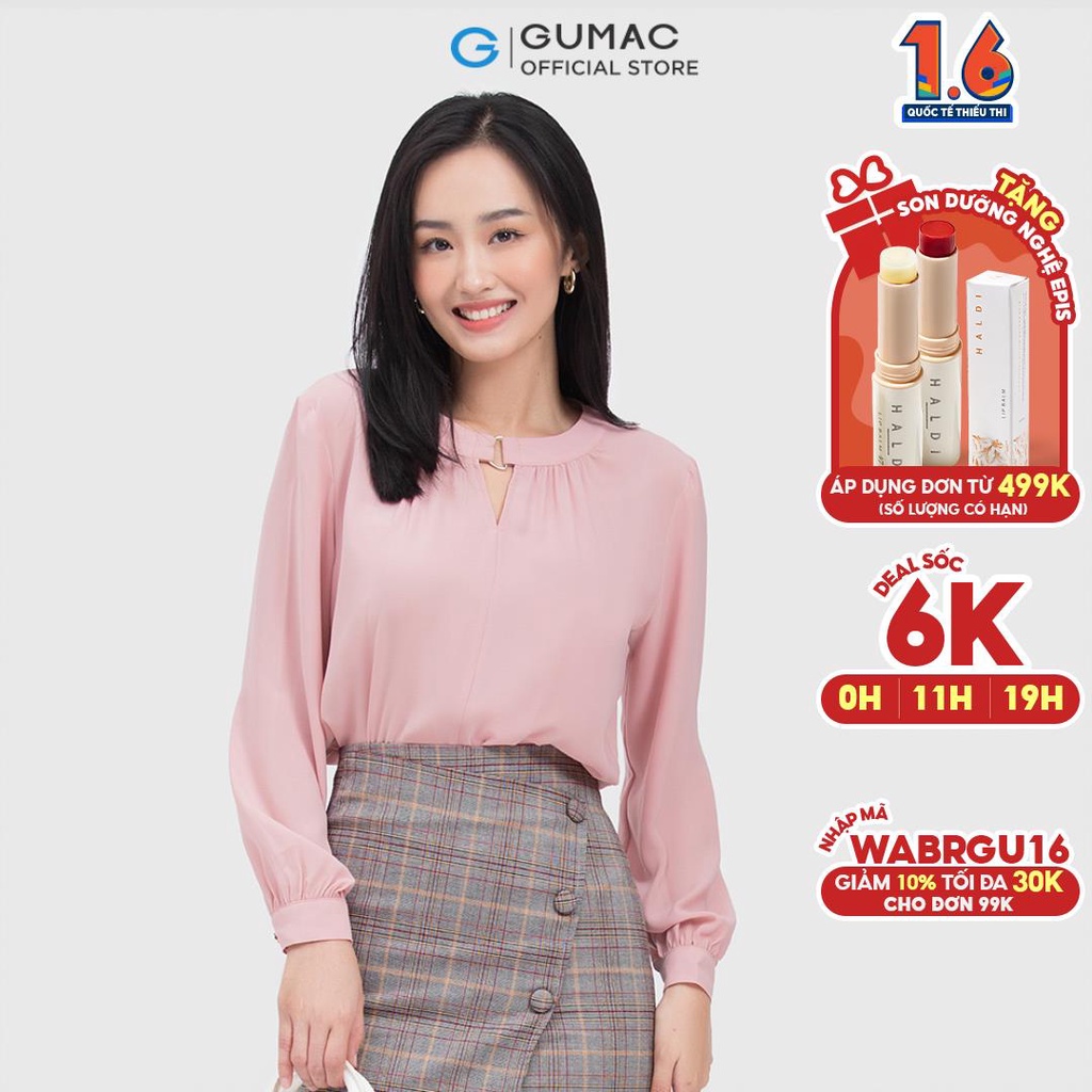 [Mã WABRGUM giảm 10% tối đa 30K đơn 99K] Áo kiểu cổ xẻ thời trang GUMAC AC04048