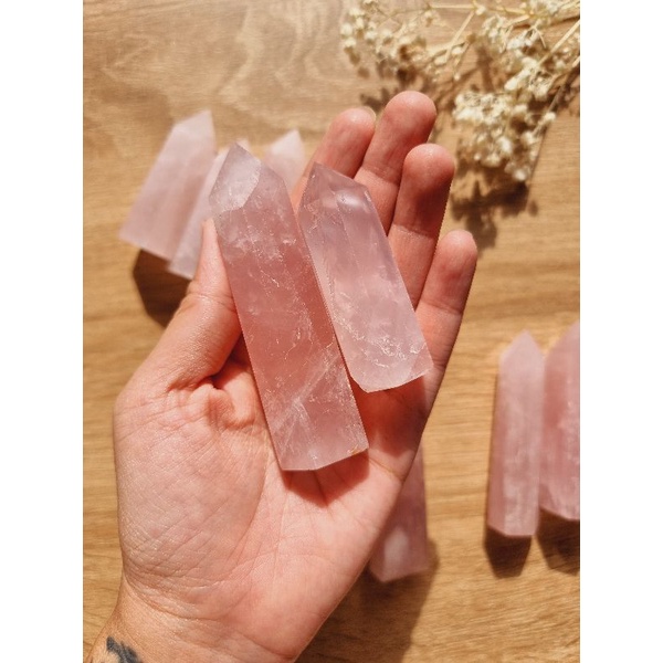 Trụ đá thach anh Hồng (Rose Quartz ), trụ đá thanh tẩy trong Tarot, Reiki, thiền định, phong thủy