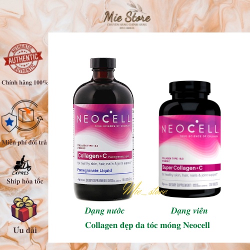Nước Uống Collagen Lựu Neocell Collagen + C Pomegranate Liquid 473 ml Mỹ - Mẫu mới